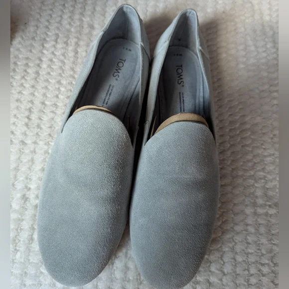 New TOMS Darcy Dusty Blue Grey Suede Loafers Flats Size 8.5 - Picture 5 of 8